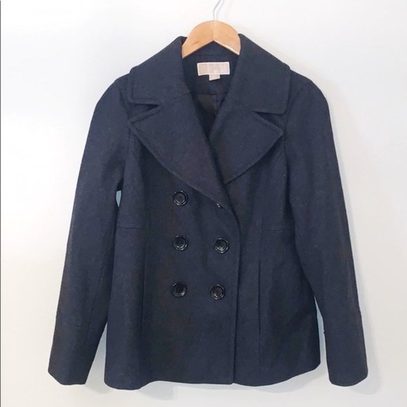 Michael Kors Black Wool Pea Coat size M - Picture 2 of 5